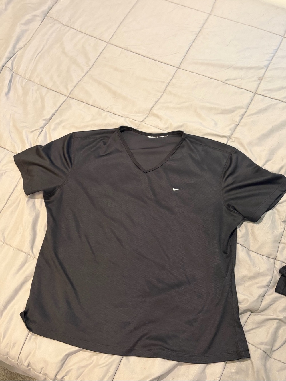 Nike Black V-Neck Performance Tee with Small Swoosh